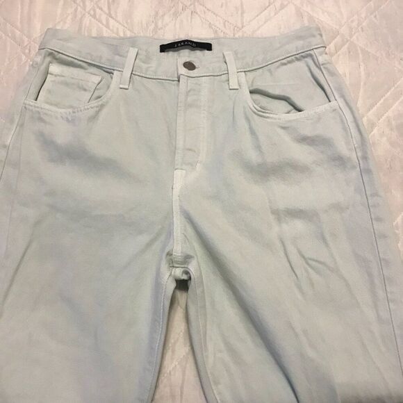J. Brand Wynne Cropped Straight Jeans Light Green Spearmint Destruct Size 29 - Picture 4 of 9